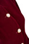 Burgundy Velvet Jacket with Pearl Button Detail - 4