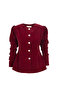Burgundy Velvet Jacket with Pearl Button Detail - 2