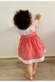 Girl's Red and White Gingham Dress with Cherry Embroidery and Scalloped Ruffles on the Skirt - 8