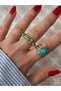Vip Series - Stainless Steel Tarnish-Free Adjustable Ring with Turquoise Stone - 4