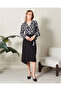 Women's Print Double Breasted Neckline Slit Dress - 6