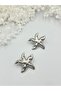 Starfish Patterned Matte Plate Earrings - Silver - 2