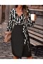 Women's Print Double Breasted Neckline Slit Dress