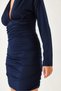 Women's Navy Blue Dress with Gathered Sides 0180 60261108 - 5
