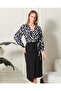 Women's Print Double Breasted Neckline Slit Dress - 2
