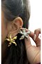 Starfish Patterned Matte Plate Earrings - Silver