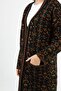 Women's Main Floral Patterned Long Pocketed Kilim Cardigan - 3