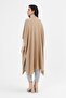 Women's Milk Coffee Seasonal Tasseled Long Poncho - 5