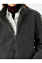 Stand Collar Pocket Detailed Zippered Plush Jacket - 6