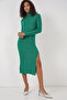 15828 Slit Knitwear Dress - Green - 3
