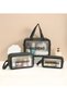 Portable Pvc Waterproof Travel Makeup Bag 3 Pieces Travel Storage Bag Set Black