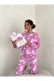 Women's Tanşan Patterned Purple Color Comfortable Fit Cotton Long Sleeved Pajama Set Hn1000 - 6