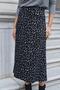 Women's Lightweight Thick Fabric High Waist Midi Length Below Knee Bell Skirt-Black Beige Confetti - 3