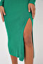 15828 Slit Knitwear Dress - Green - 5