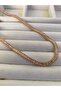Bronze Gold Thin Baguette Stone Waterway Necklace - 7