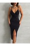 Women's Black Strap Glitter Wrap Dress - 3