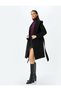 Belted Double Breasted Hooded Long Stamp Coat - 2