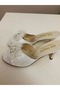 Women's Thin Heeled Feathered Dowry Bridal Slippers - 2
