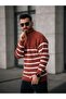 Men's Stand Collar Half Zipper Thin Striped Knitwear Sweater