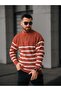 Men's Stand Collar Half Zipper Thin Striped Knitwear Sweater - 2