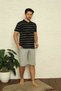 Moda Çizgi Men's Black V-Neck 3-Piece Pajama Set 6822 - 3
