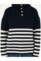 Navy Blue Comfort Fit Buttoned Sweater 50298088-Vr033 - 6