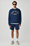 Shaw Men's 3 Thread Elastic Waist Comfortable Navy Shorts - 2