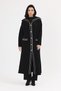 Women's Black V-Neck Striped Shoulder Detailed Buttoned Knitwear Long Cardigan