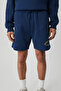 Shaw Men's 3 Thread Elastic Waist Comfortable Navy Shorts - 3