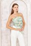 Women's Green Print Lined Tulle Strapless Blouse Dm7006 - 6