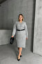 Plus Size V-Neck Long Sleeve Knitted Sweater Dress 302335 - 7