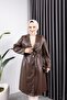 Women's Leather Pocket Belted Trench Coat - 6