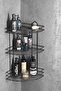 Teknotel Bathroom Organizer Shampoo Dispenser Soap Holder 3-Tier Adhesive Bathroom Shower Shelf Black St003