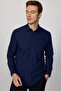 Classic Fit Long Sleeve Cotton Easy Iron Plain Navy Blue Men's Shirt