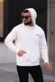 Men's Slim Fit Basic Hooded Lettered Sweatshirt Fleece - 2