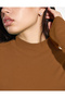 Cotton Half-Neck Camisole Body Sweatshirt, Ribbed Fabric Lycra Blouse Brown Badi - 4