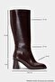 PARADIS Claret Red Skin Women's Thick Heeled Boots - 4