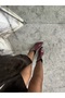 Claret Red Patent Leather Women's Heeled Midi Boots - 6