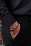 Real Leather Men's Bracelet - Brass Clip and Original Figure Design - 4