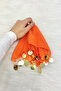 Orange Gold Chiffon Halay Handkerchief 5 Pieces, Bride Groom Wedding Henna Circumcision Engagement Bride - 3