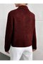 Women's Burgundy Gold Button Pocket Detailed Blazer/Tweed Crop Jacket Women's Cardigan - 3