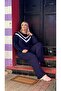 Women's Large Size Stripe Detailed Balloon Sleeve Tracksuit Set 22001 - 4