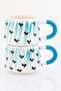 Set of 2 Handmade Ceramic Heart Patterned Mug - 2