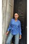 Women's Zr Model Striped Side Tie Belted Poplin Shirt - 2