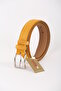 3.5 cm Mustard Yellow Suede Original Leather Belt - 2