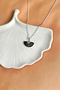 Vintage Silver Color Enamel Fan Necklace - 5