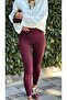 High Waist Fleece-Lined Terry Tights. Bordo - 2