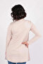 Tunic Undergarment Long Sleeve with Chiffon Detail on the Front Beige 102690 - 2