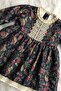 Lace Detailed Paisley Patterned Dark Blue Multicolor Baby Girl Design Dress