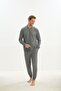 Men's Long Sleeve Hooded Zipper Anthracite Pajamas Suit C4T4N5O9 - 2